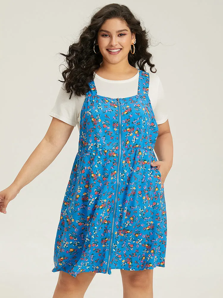 Ditsy Floral Pocket Zipper Overall Cami Dress sold by Bloomchic product image thumbnail 3