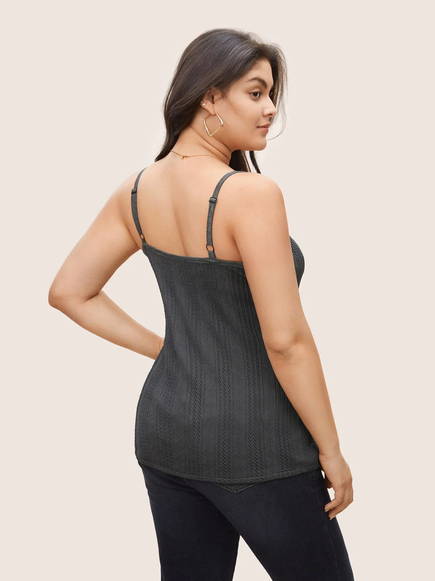 Textured Knit Adjustable Straps Cami Top sold by Bloomchic product image thumbnail 2