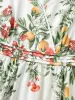 Citrus Fruit Print Surplice Neck Pleated Dress sold by Bloomchic