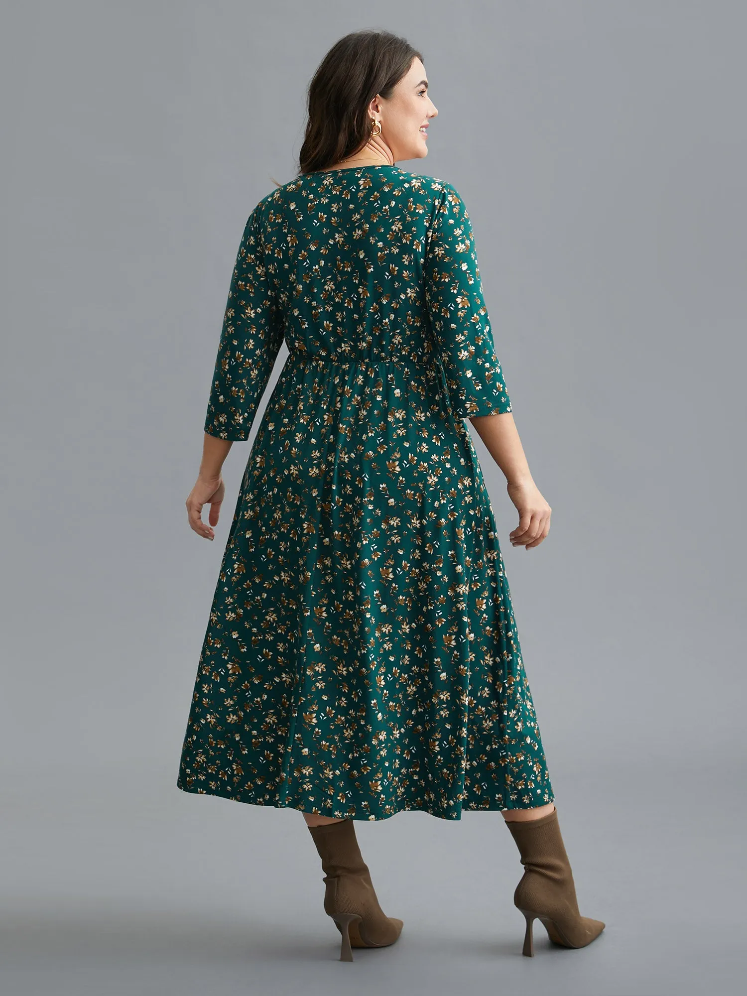 Ditsy Floral Chest Drawstring Midi Dress sold by Bloomchic product image thumbnail 3