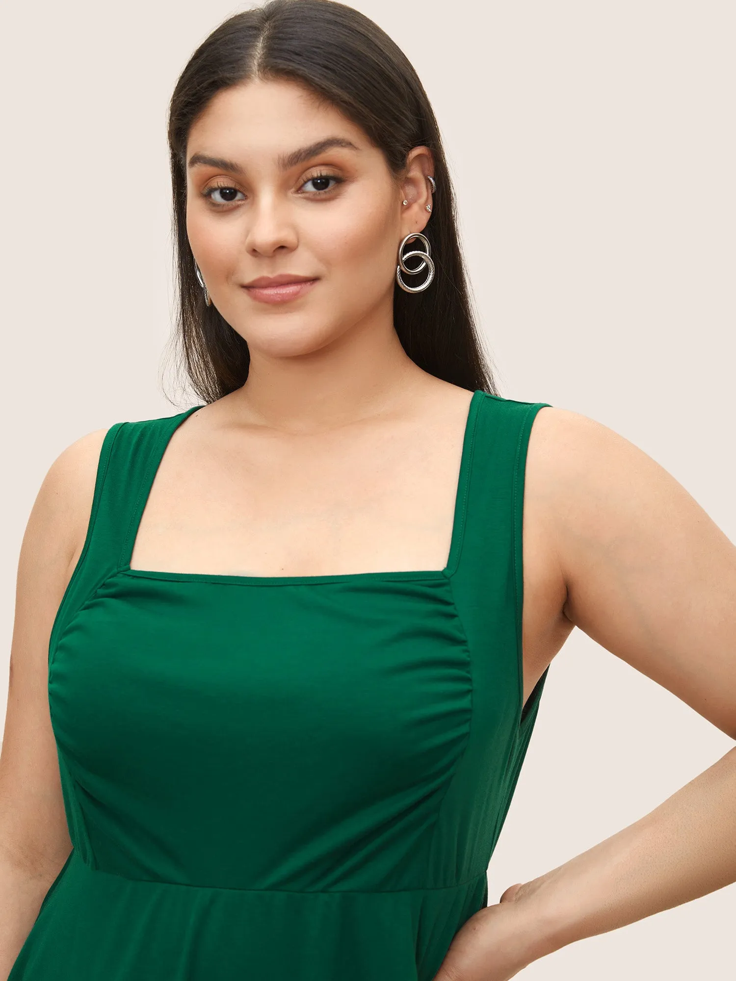 Solid Ruched Ruffle Hem Tank Top sold by Bloomchic product image thumbnail 4