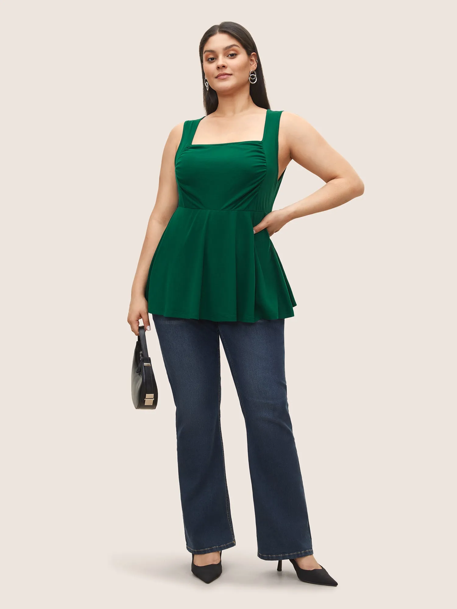 Solid Ruched Ruffle Hem Tank Top sold by Bloomchic product image thumbnail 3