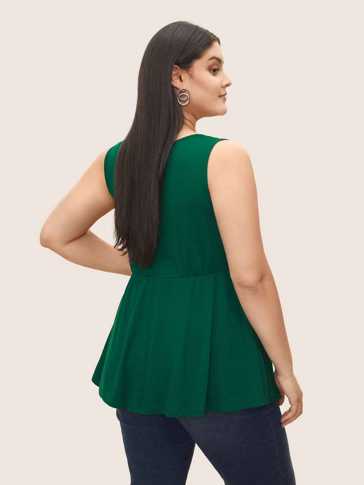 Solid Ruched Ruffle Hem Tank Top sold by Bloomchic product image thumbnail 2