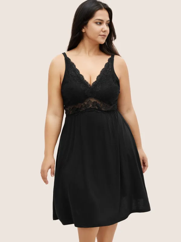 Solid Crochet Lace Mesh Sleep Dress sold by Bloomchic
