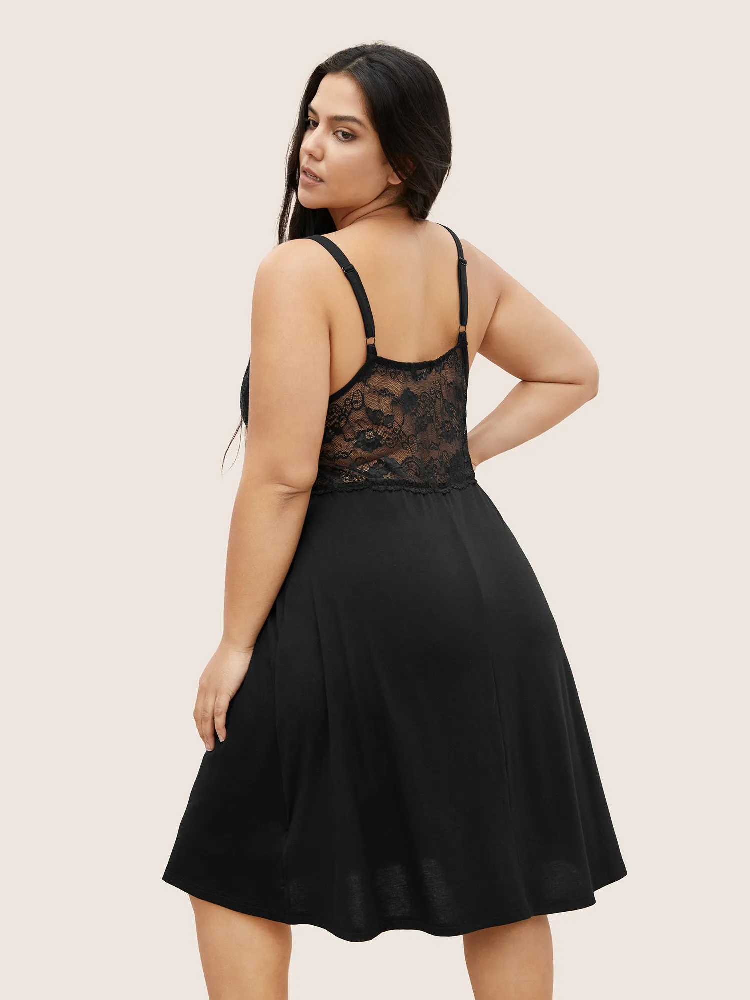 Solid Crochet Lace Mesh Sleep Dress sold by Bloomchic product image thumbnail 2