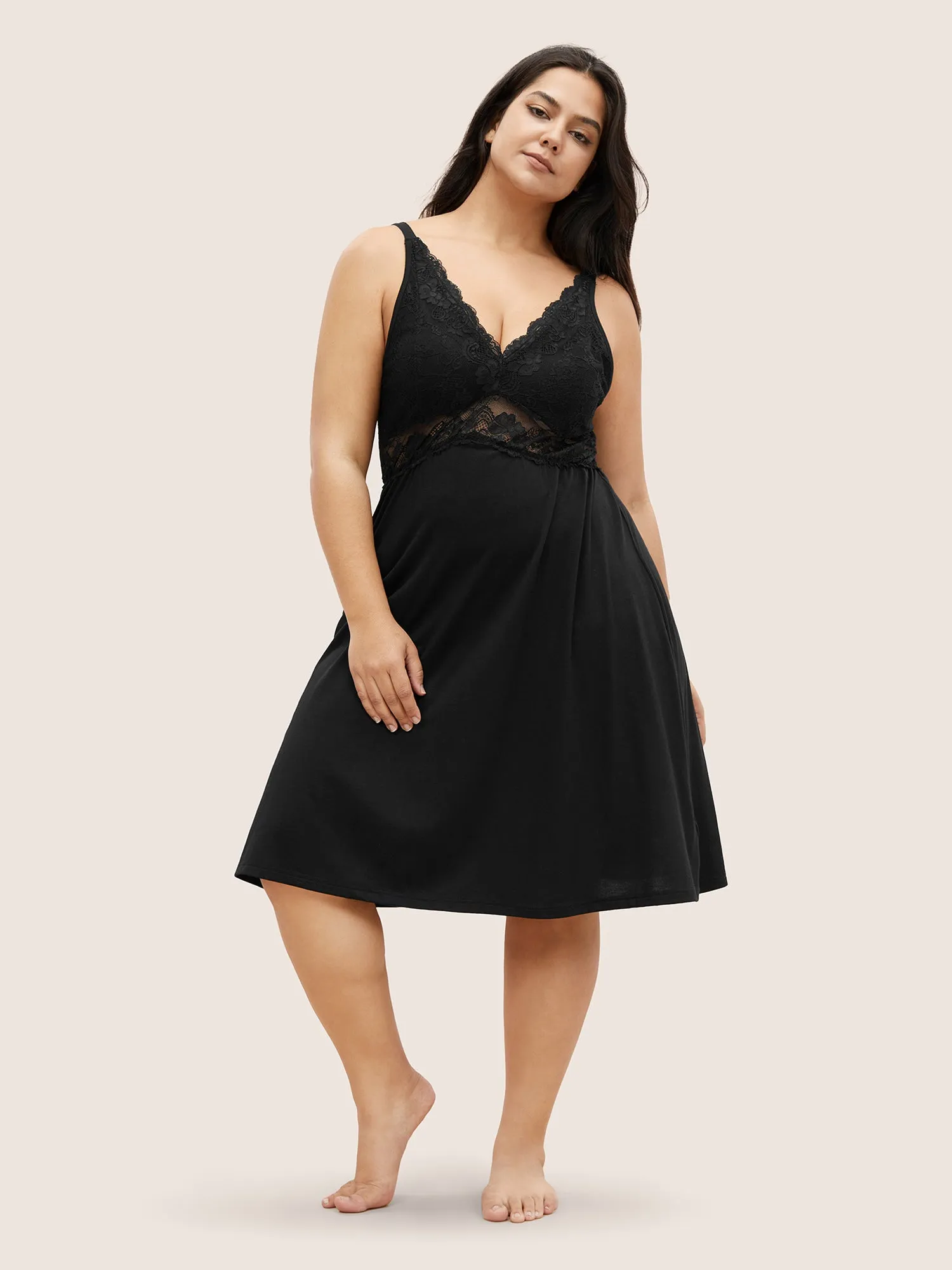 Solid Crochet Lace Mesh Sleep Dress sold by Bloomchic product image thumbnail 4