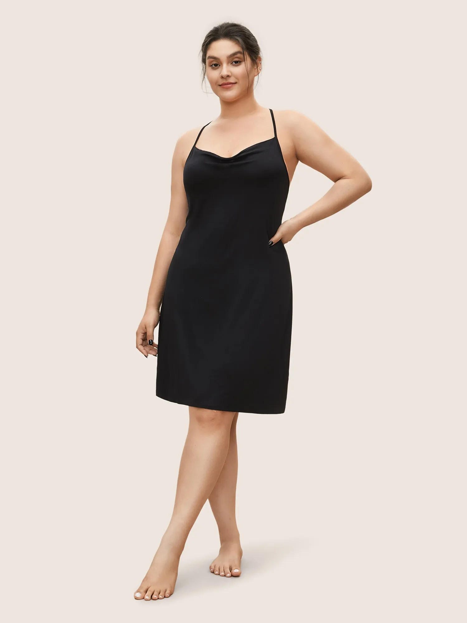 Lace Panel Halter Cut Out Sleep Dress sold by Bloomchic product image thumbnail 5