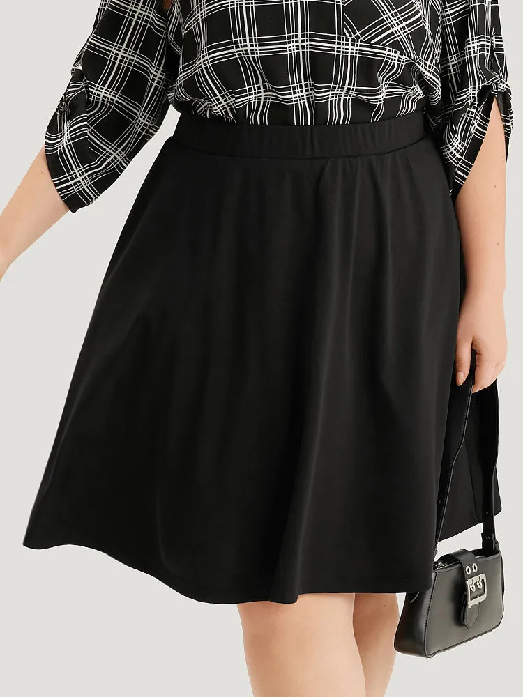 Plain Elastic Waist Drape Skirt sold by Bloomchic