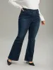 Plain Flare Leg High Rise Full Length Jeans sold by Bloomchic