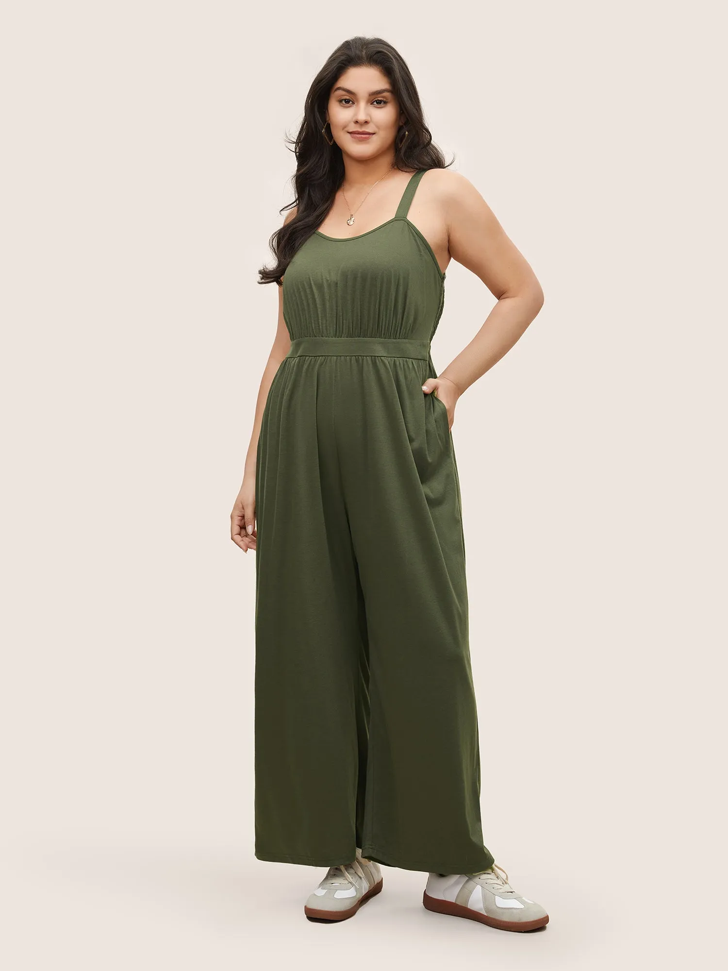 Supersoft Essentials Shirred Pocket Cami Jumpsuit sold by Bloomchic
