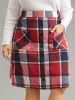 Plaid Button Detail Patched Pocket Skirt sold by Bloomchic