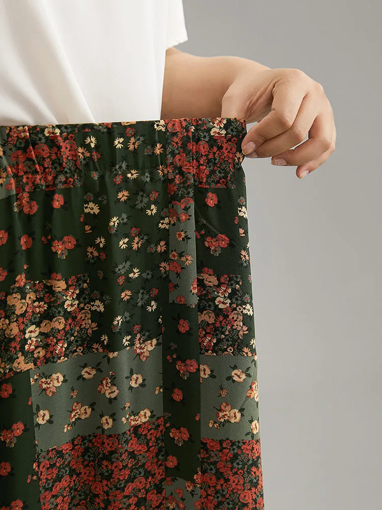 Ditsy Floral Colorblock Contrast Chiffon Skirt sold by Bloomchic product image thumbnail 4