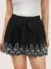 Floral Embroidered Ties Scalloped Trim Shorts sold by Bloomchic