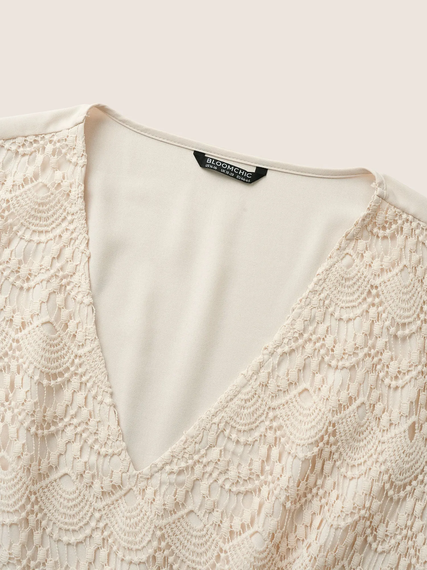 Guipure Lace Lantern Sleeve Elastic Waist Dress sold by Bloomchic product image thumbnail 5