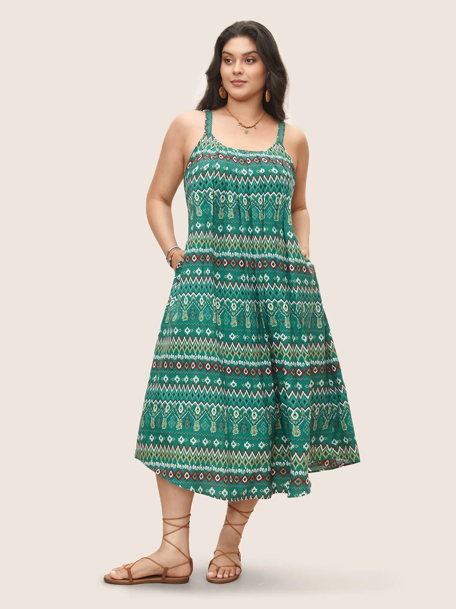 Bandana Geometric Pleated Cami Dress sold by Bloomchic product image thumbnail 3