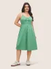 Solid Ruched Button Detail Adjustable Straps Dress sold by Bloomchic