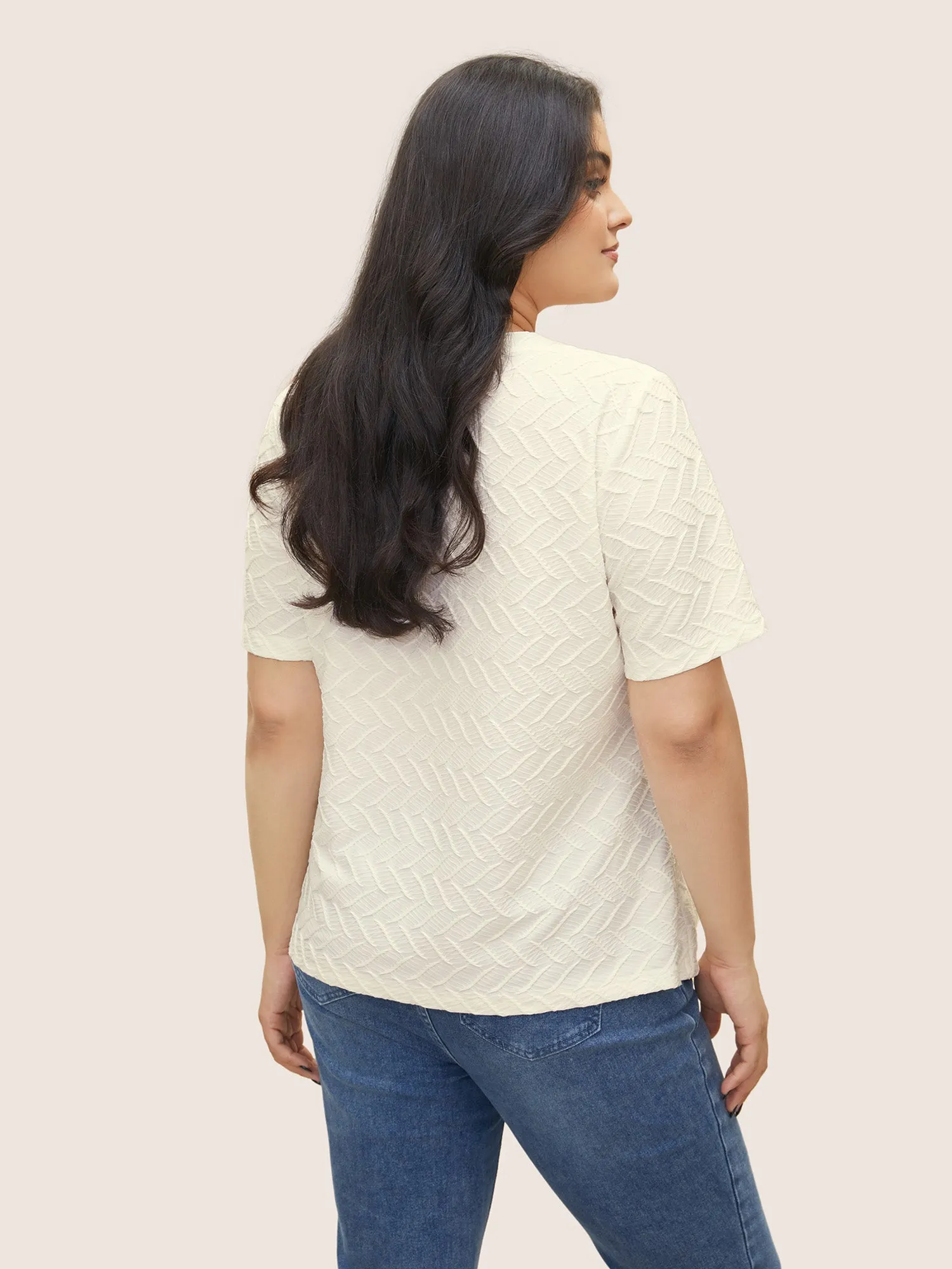Solid Textured Slight Stretch T-shirt sold by Bloomchic product image thumbnail 2