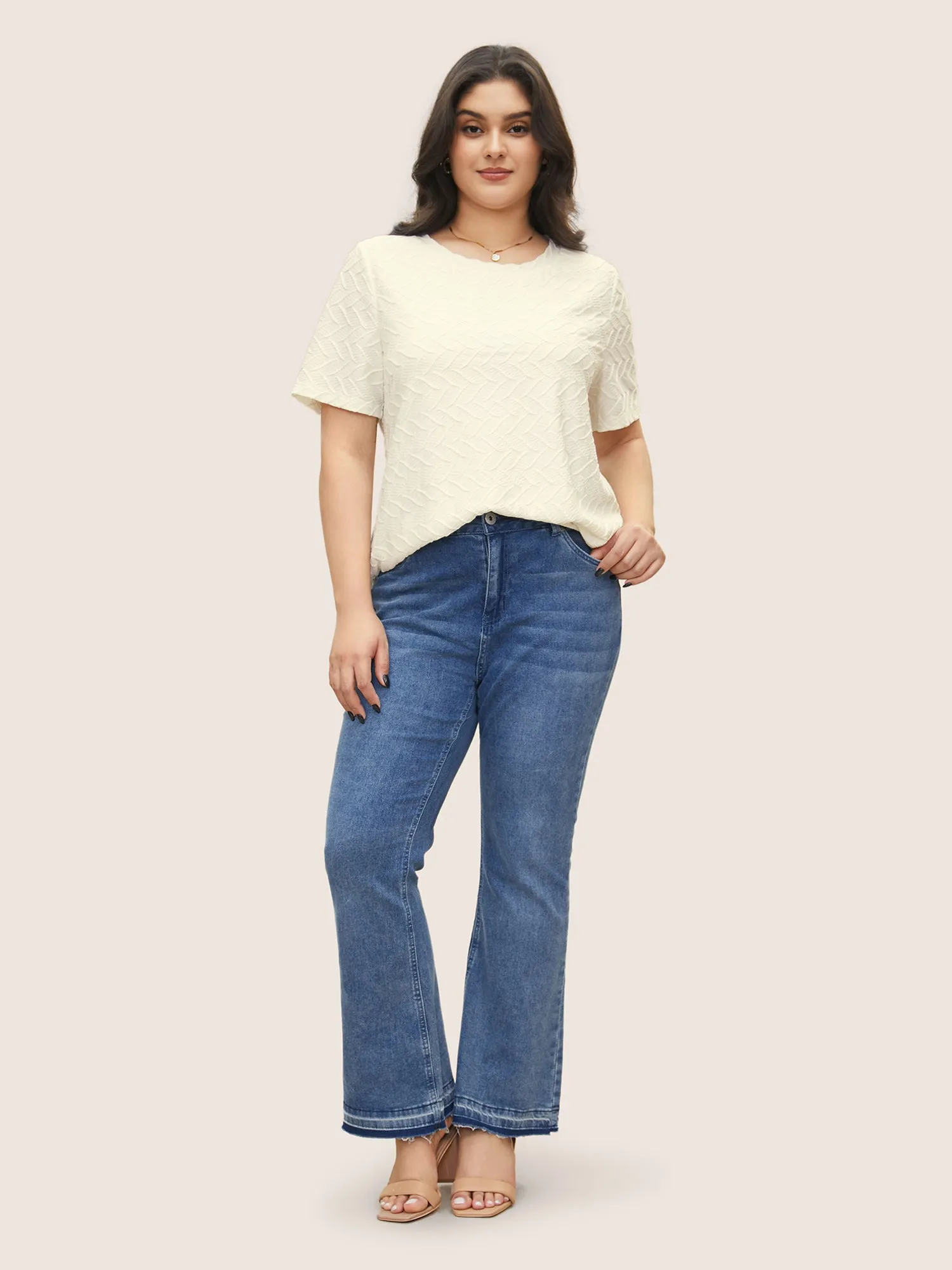 Solid Textured Slight Stretch T-shirt sold by Bloomchic product image thumbnail 3
