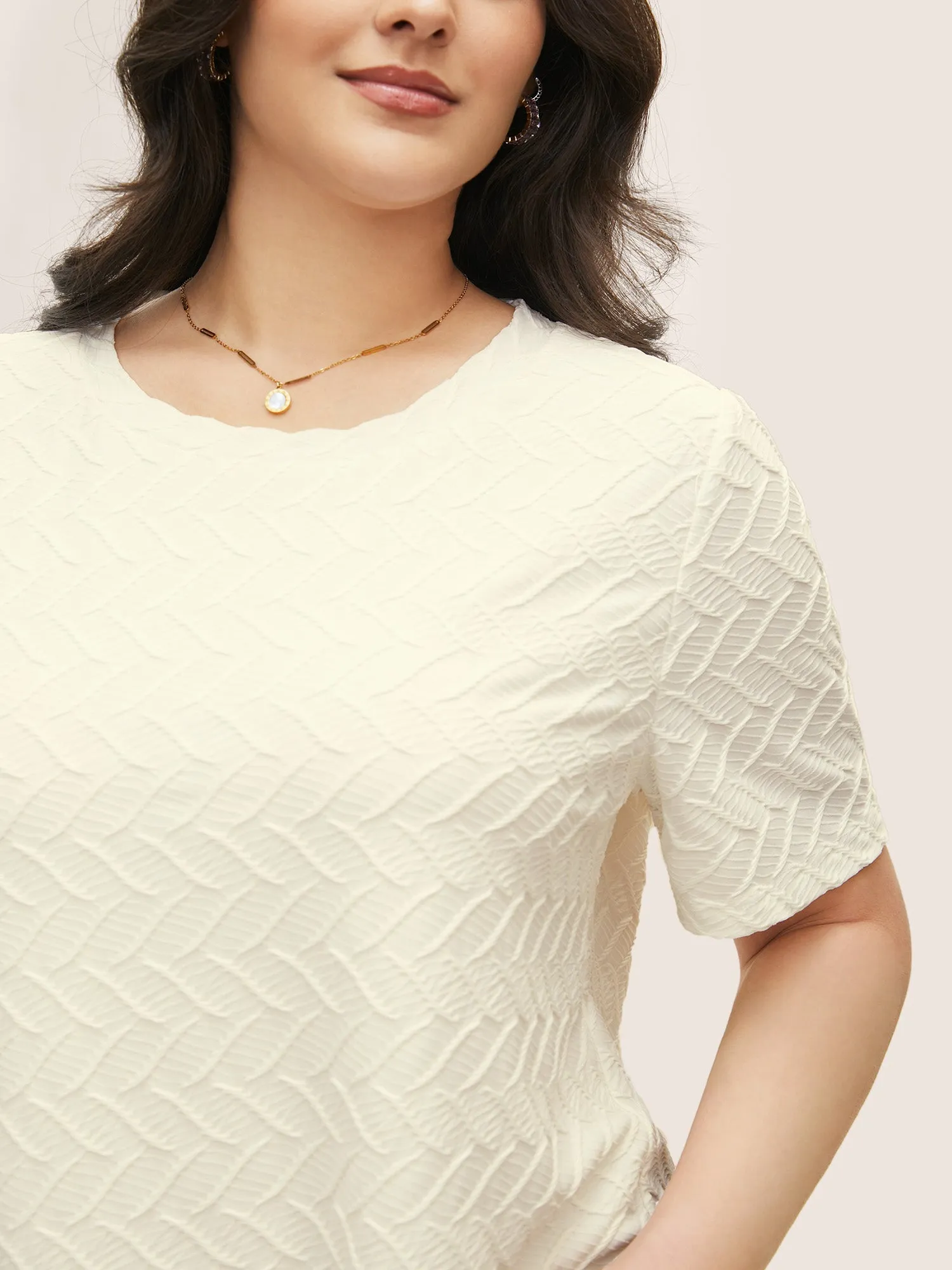 Solid Textured Slight Stretch T-shirt sold by Bloomchic product image thumbnail 4