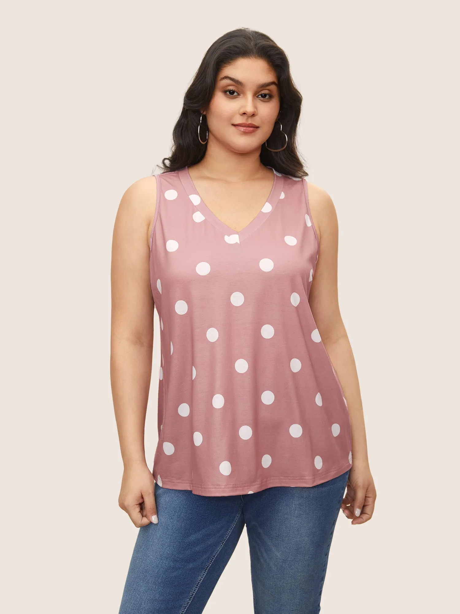 Polka Dot V Neck Tank Top sold by Bloomchic