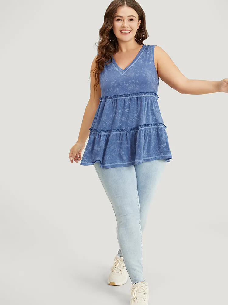 Contrast Stitch Frill Trim Ruffle Tiered Vintage Tank Top sold by Bloomchic product image thumbnail 5