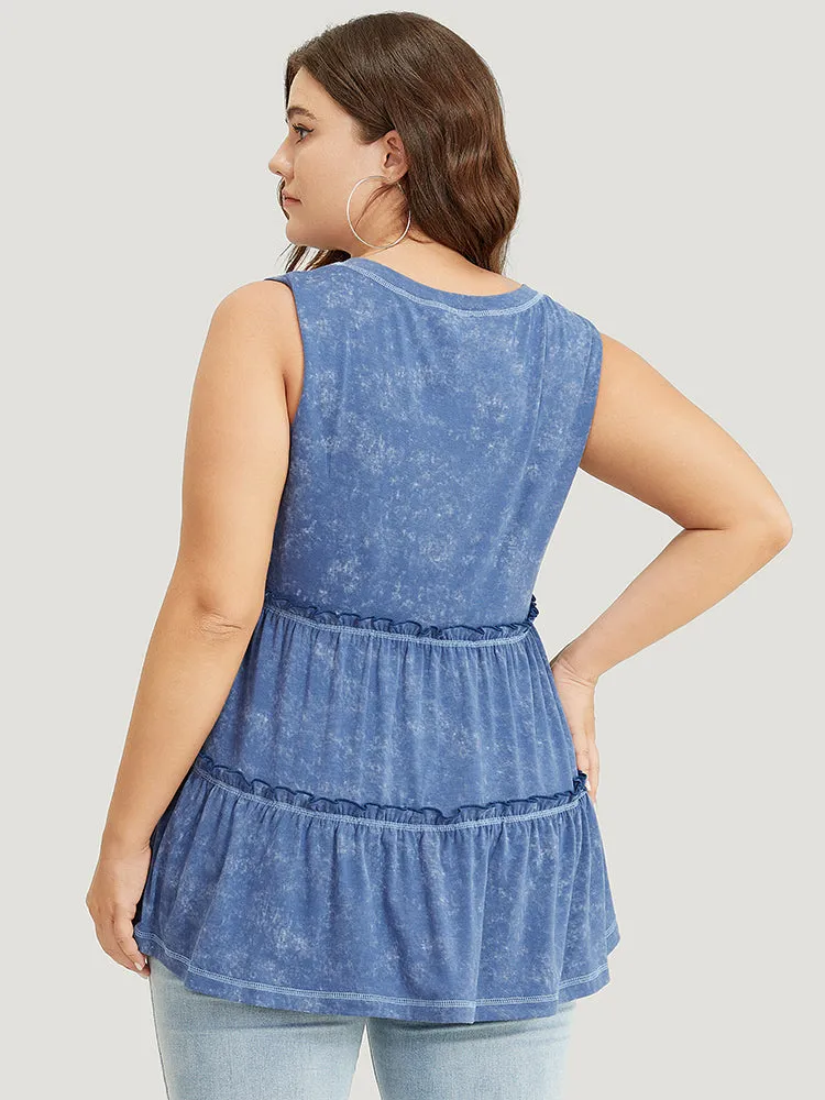 Contrast Stitch Frill Trim Ruffle Tiered Vintage Tank Top sold by Bloomchic product image thumbnail 4