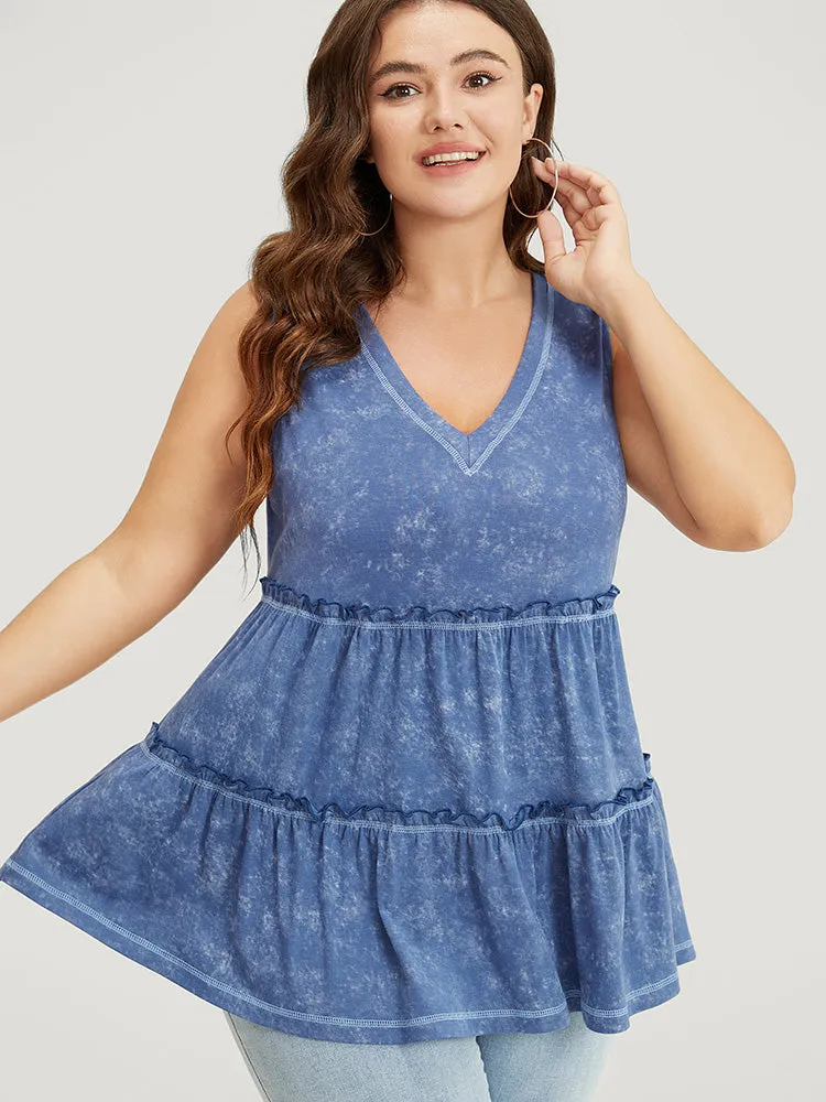 Contrast Stitch Frill Trim Ruffle Tiered Vintage Tank Top sold by Bloomchic product image thumbnail 3