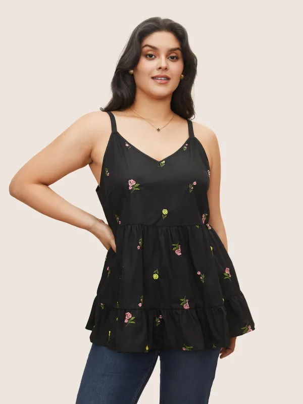 Floral Embroidered Adjustable Straps Cami Top sold by Bloomchic