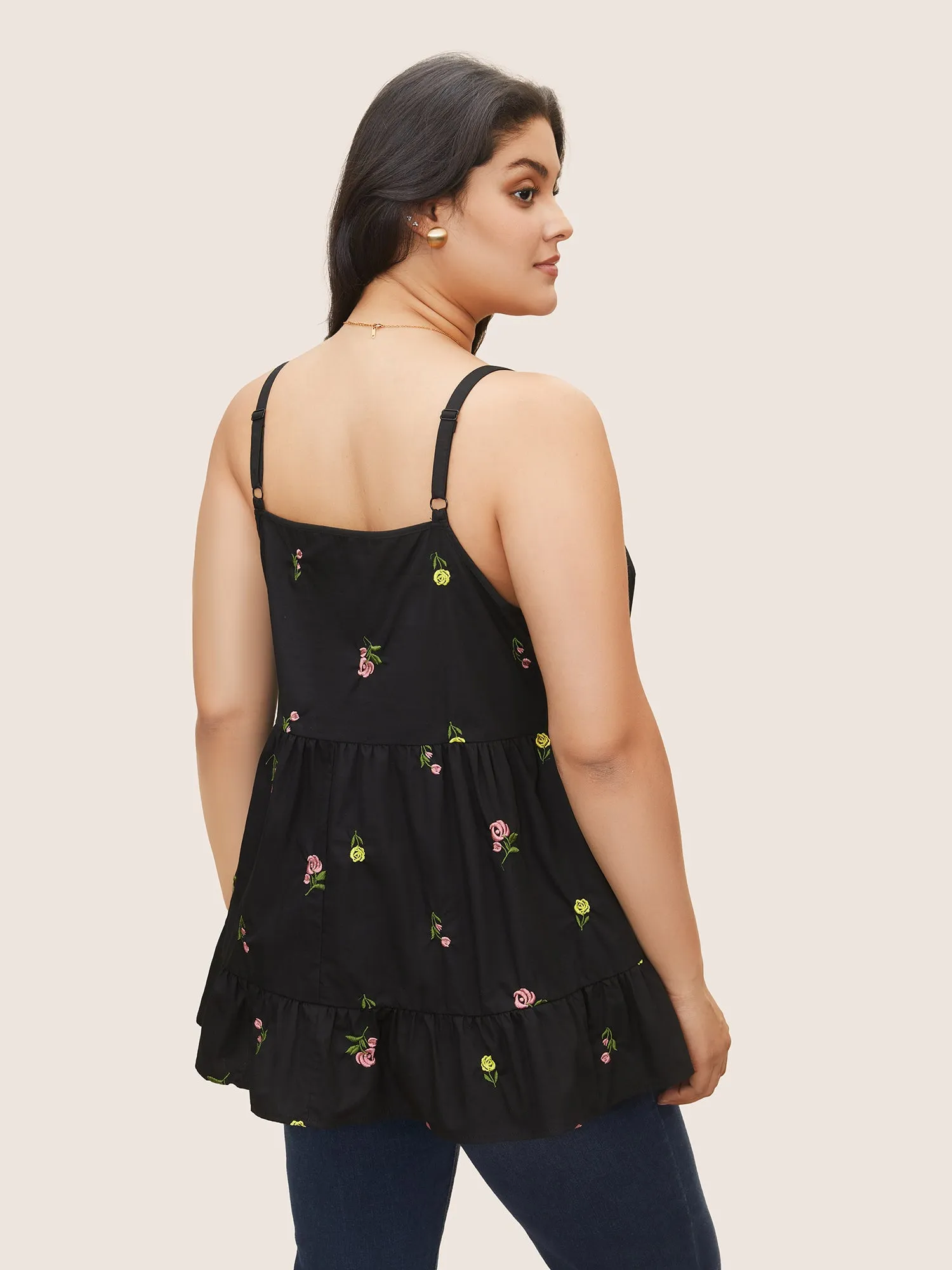 Floral Embroidered Adjustable Straps Cami Top sold by Bloomchic product image thumbnail 4