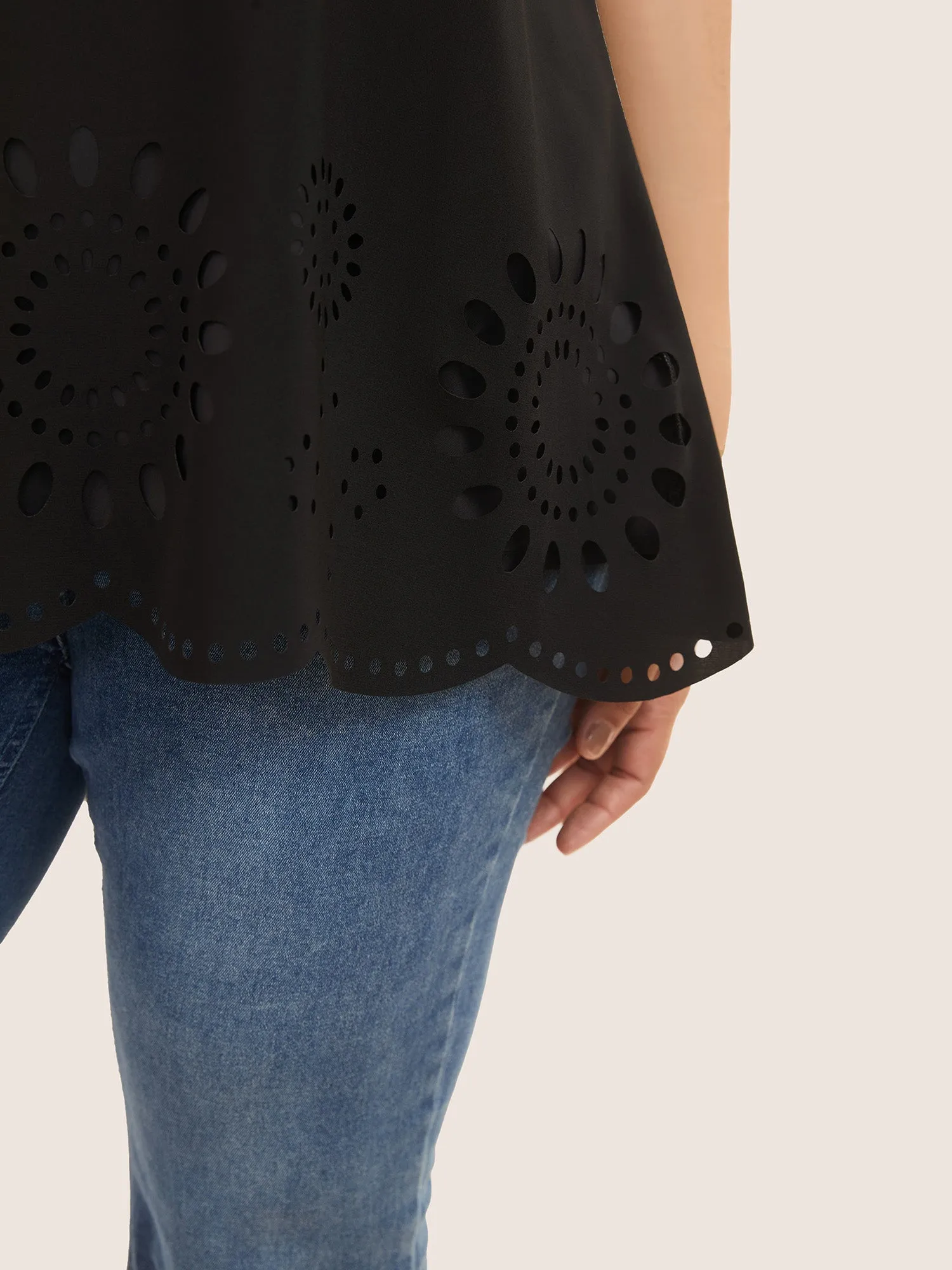 Solid Adjustable Straps Laser Cut Cami Top sold by Bloomchic product image thumbnail 3