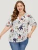 Floral Print Flutter Layered Sleeve Blouse sold by Bloomchic