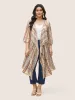 Bandana Striped Print Bell Sleeve Tunic Kimono sold by Bloomchic