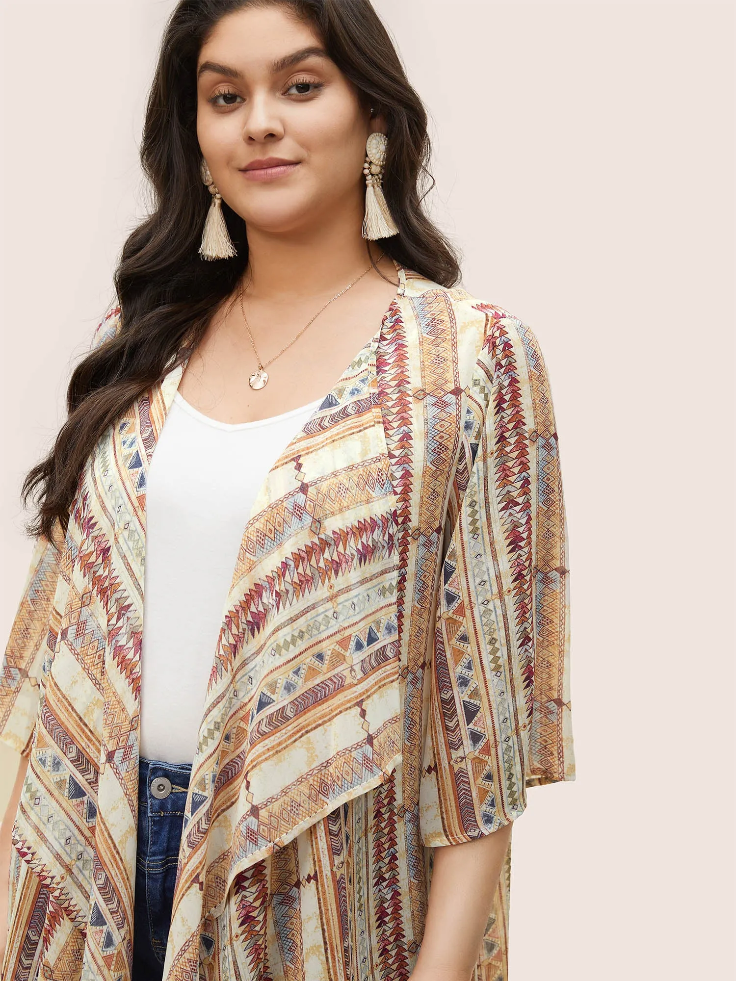 Bandana Striped Print Bell Sleeve Tunic Kimono sold by Bloomchic product image thumbnail 2