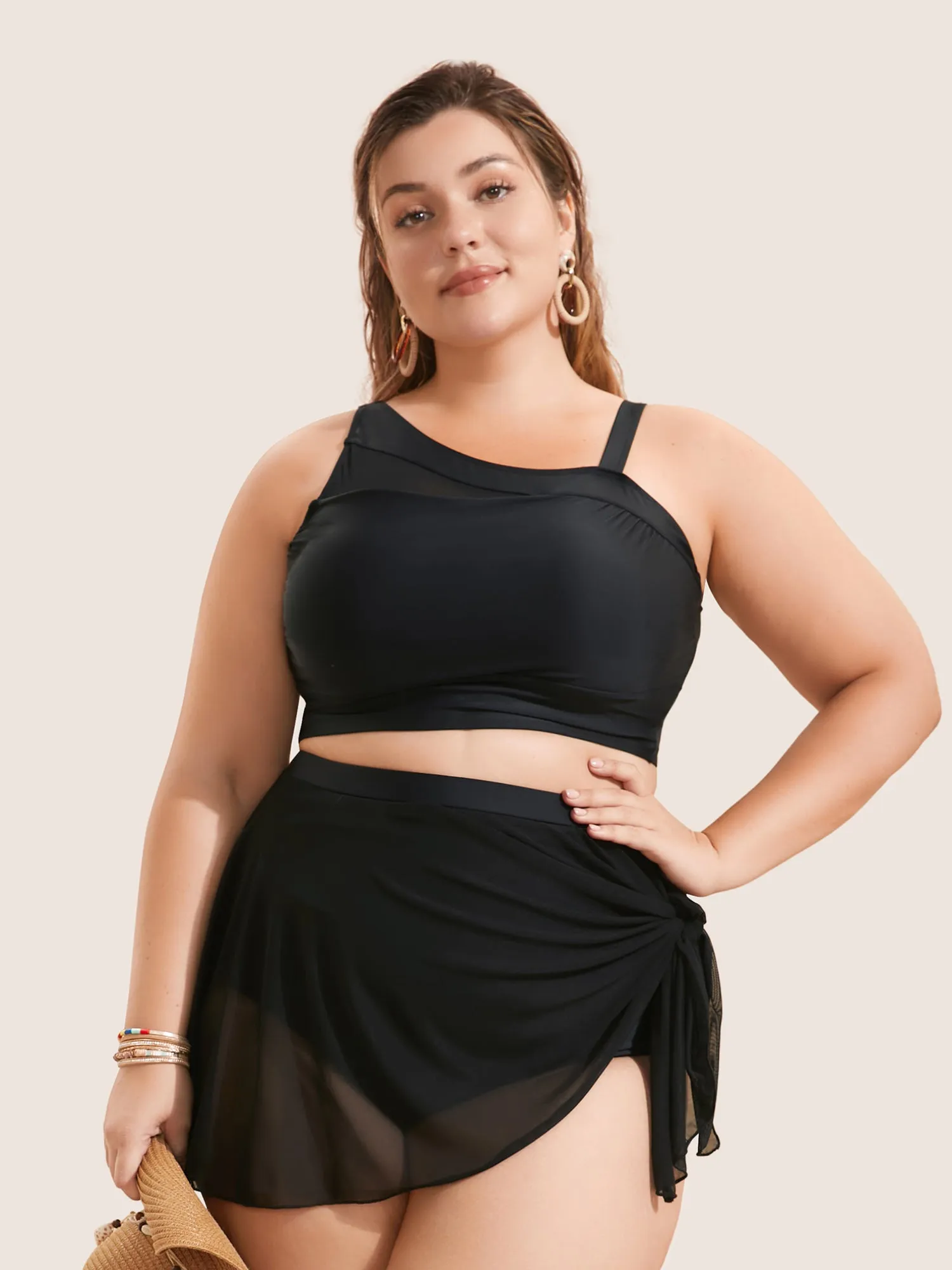 Solid Tie Knot Slit Side See Through Swim Bottom sold by Bloomchic product image thumbnail 4