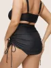 Plain Ruched Drawstring Elastic Waist Swim Bottom sold by Bloomchic