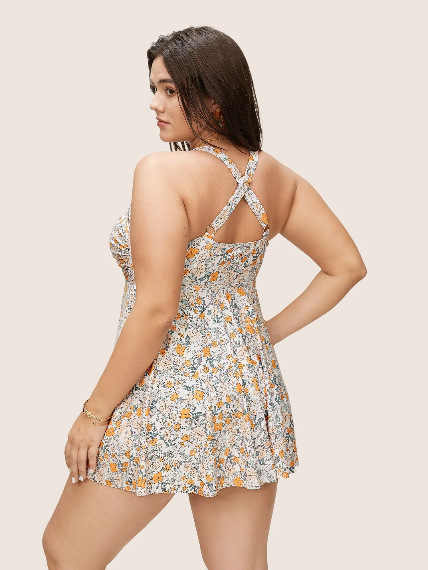 Ditsy Floral Crossover Adjustable Straps Swim Top sold by Bloomchic product image thumbnail 2
