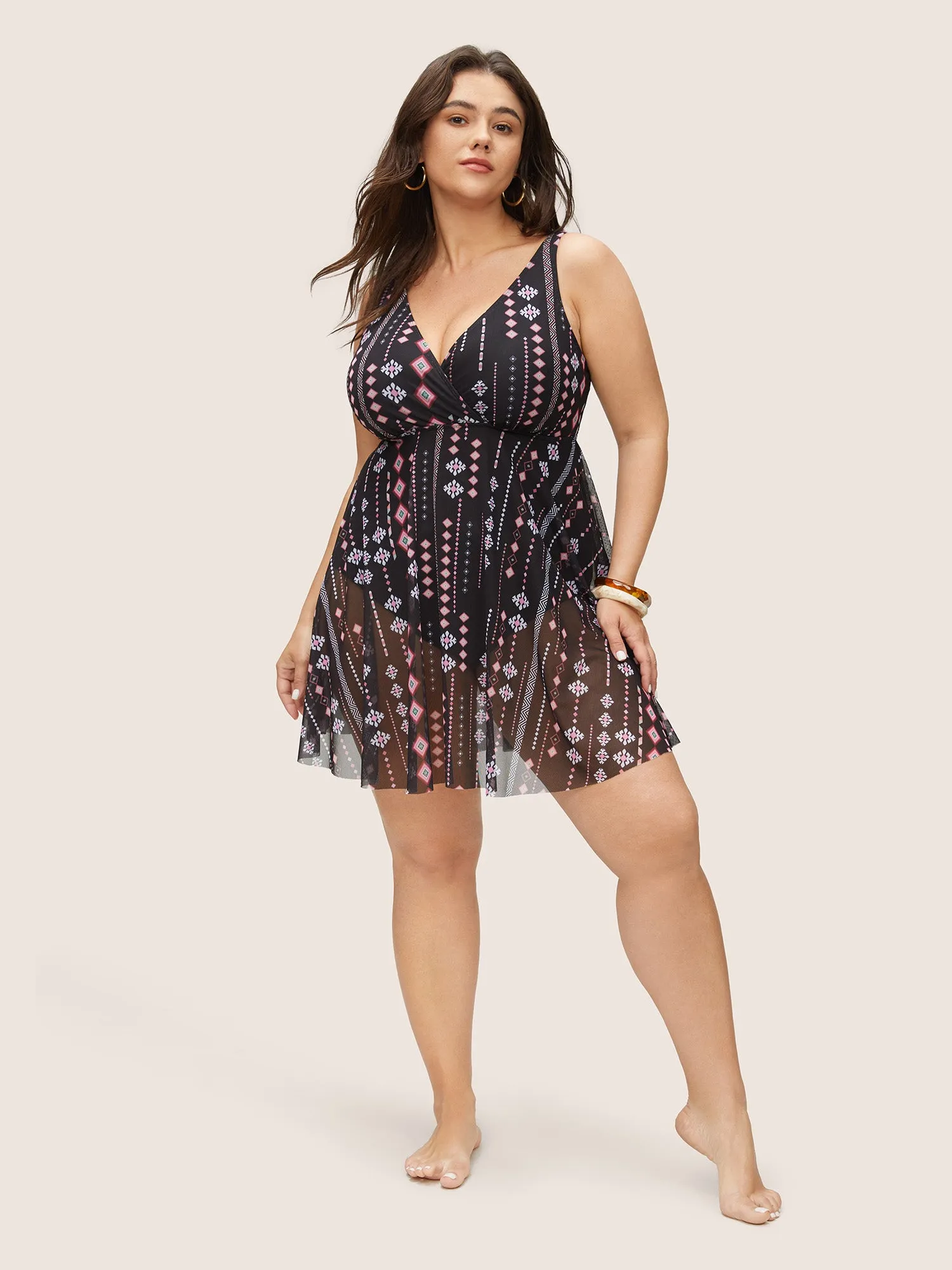 Bandana Mesh Adjustable Straps Swim Dress sold by Bloomchic product image thumbnail 4