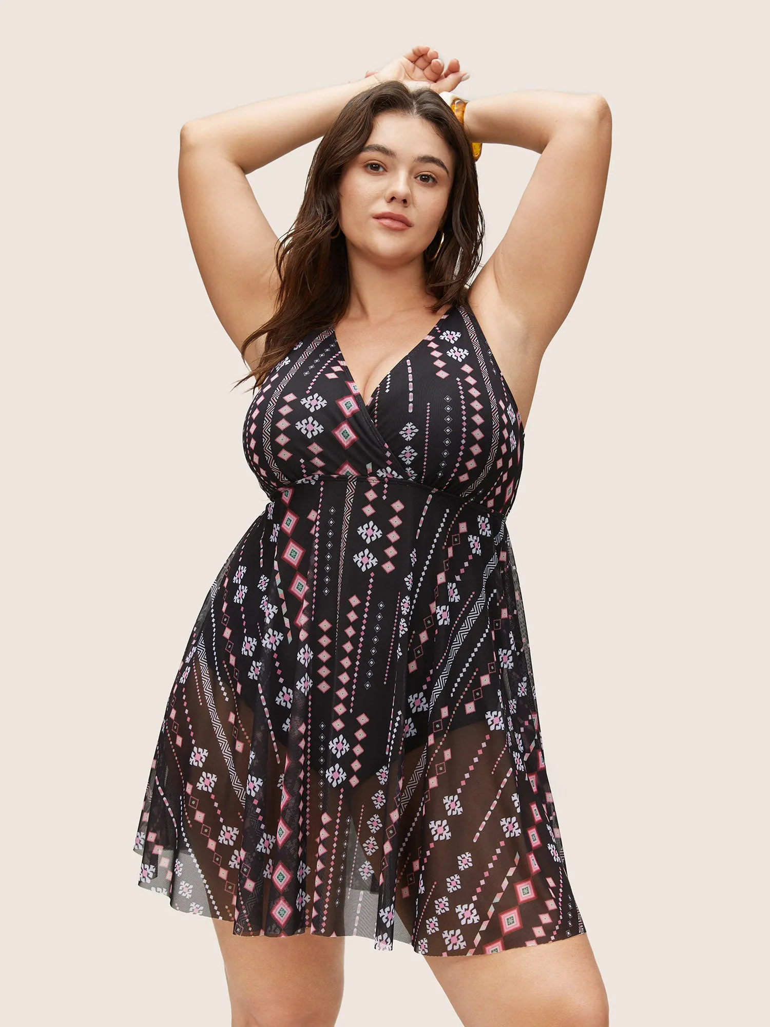 Bandana Mesh Adjustable Straps Swim Dress sold by Bloomchic product image thumbnail 3