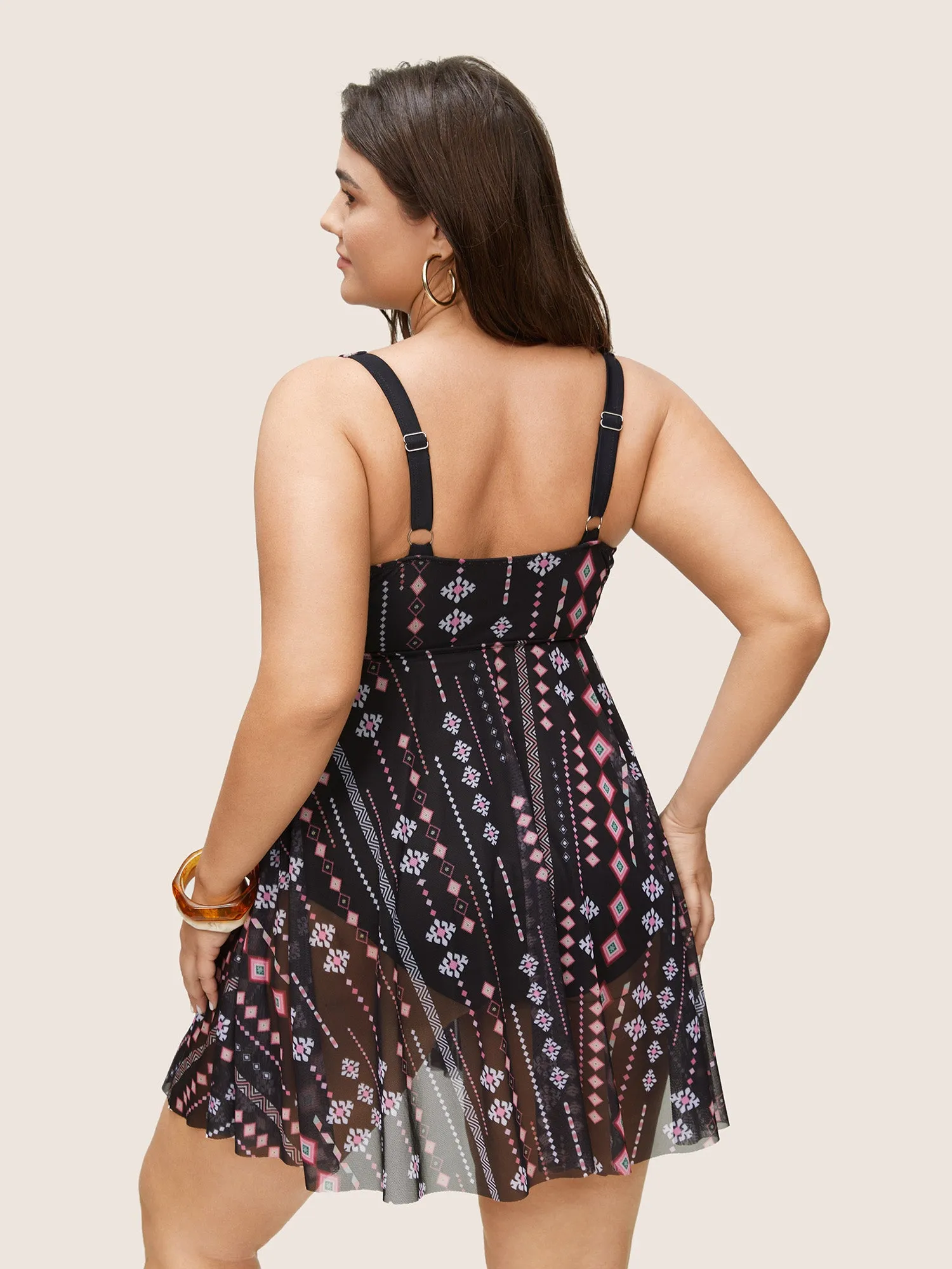 Bandana Mesh Adjustable Straps Swim Dress sold by Bloomchic product image thumbnail 2