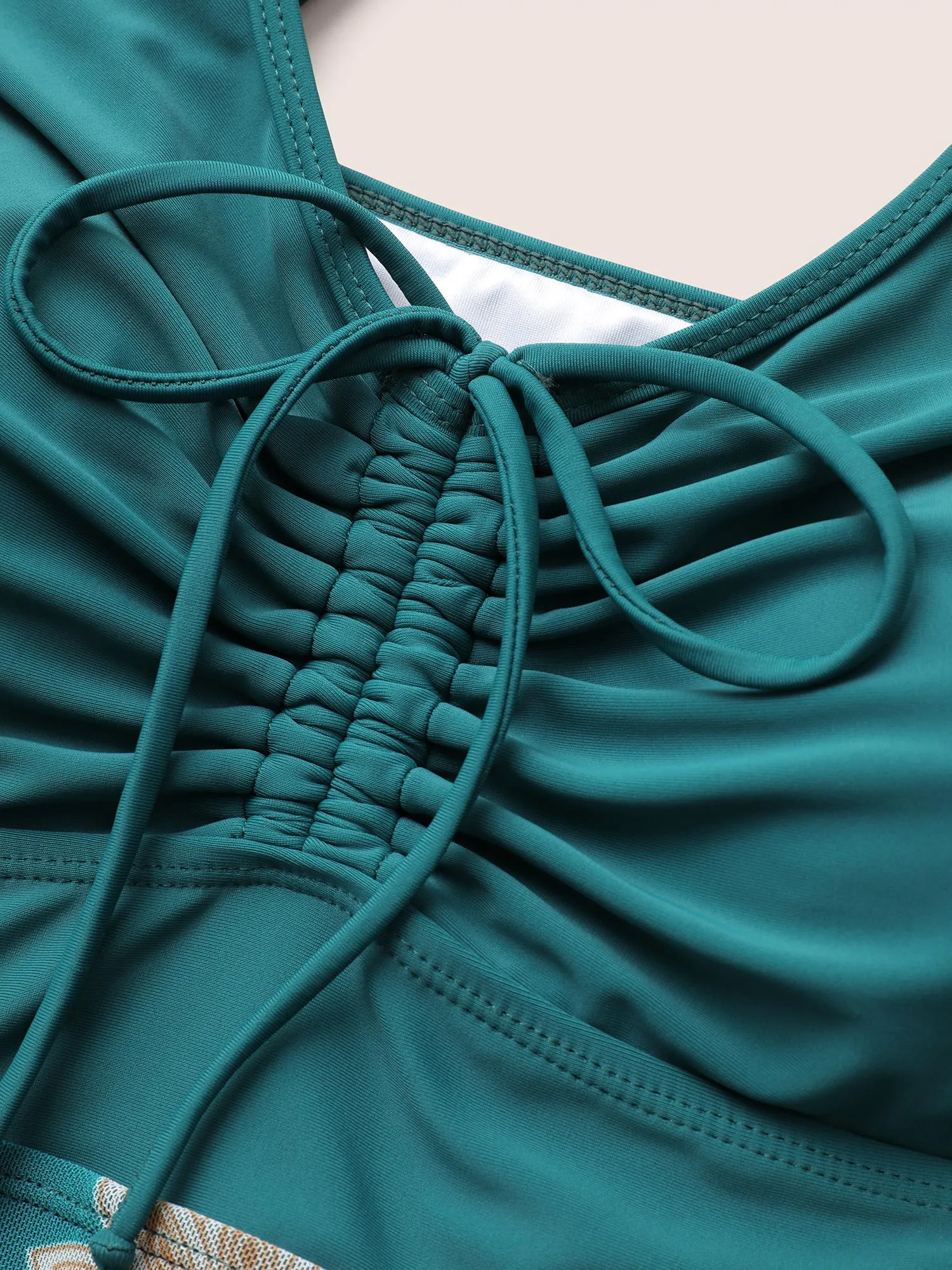 Floral Print Patchwork Drawstring Ruched Swim Dress sold by Bloomchic product image thumbnail 5