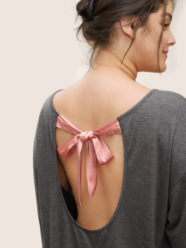 Plain Backless Bowknot Sleep Top sold by Bloomchic