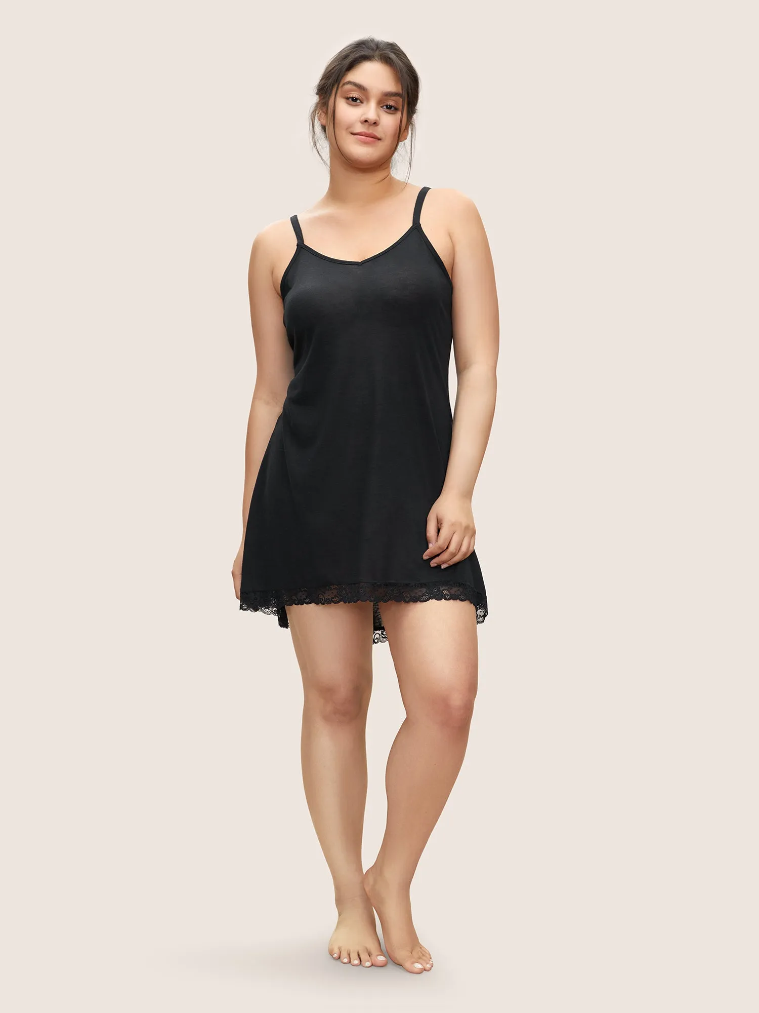 Plain Lace Panel Cami Sleep Dress sold by Bloomchic product image thumbnail 2
