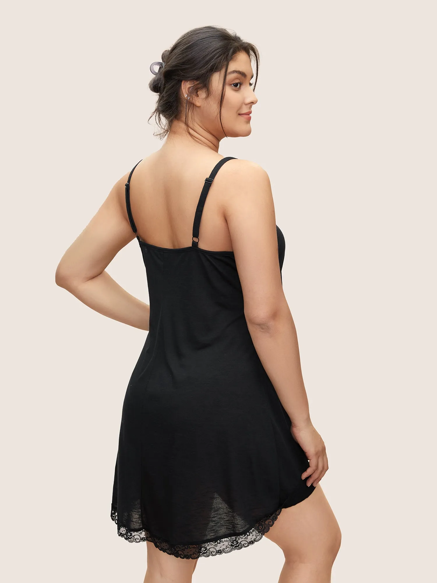 Plain Lace Panel Cami Sleep Dress sold by Bloomchic product image thumbnail 3