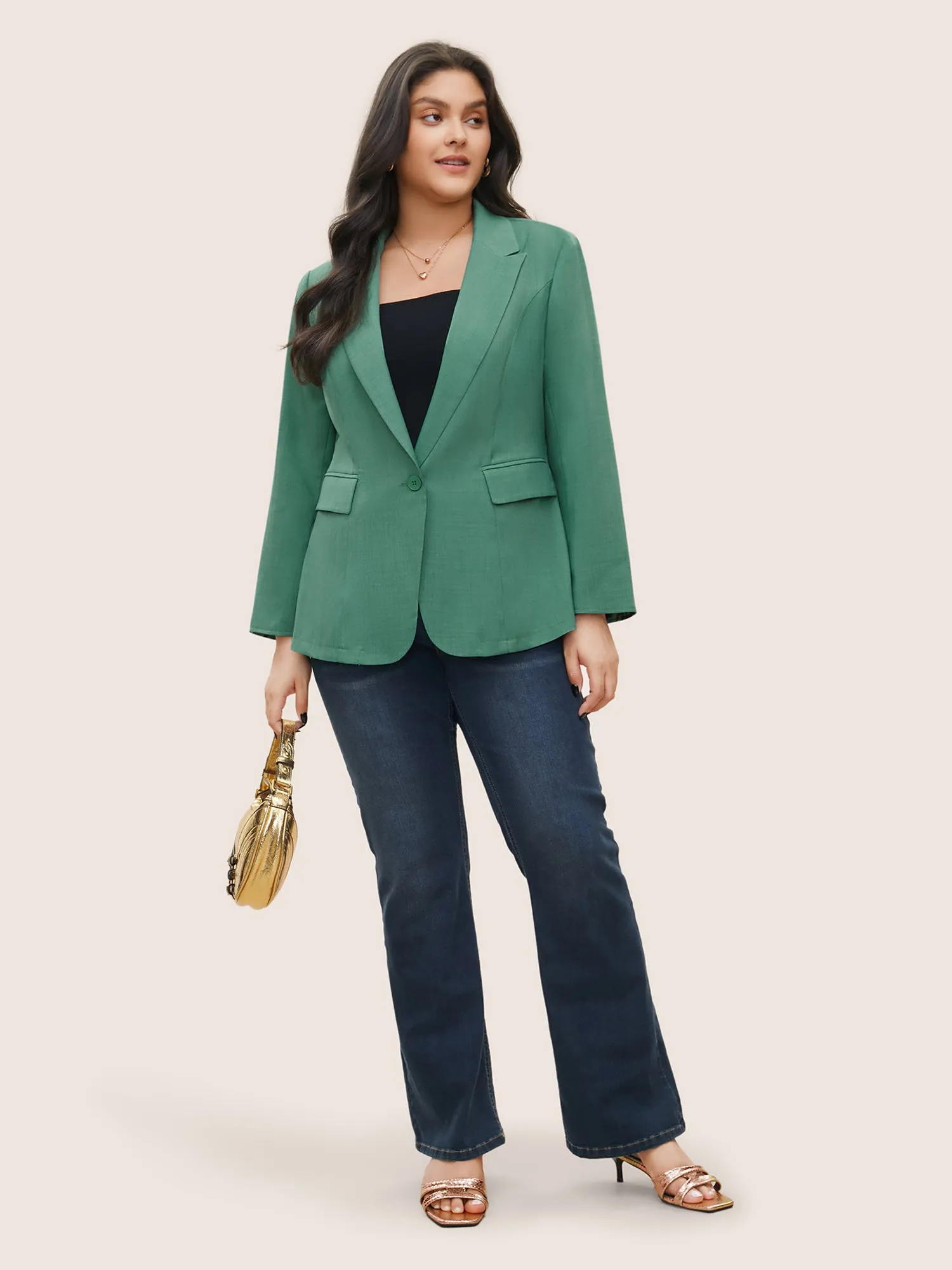 Suit Collar Geometric Lined Flap Pocket Blazer sold by Bloomchic product image thumbnail 2