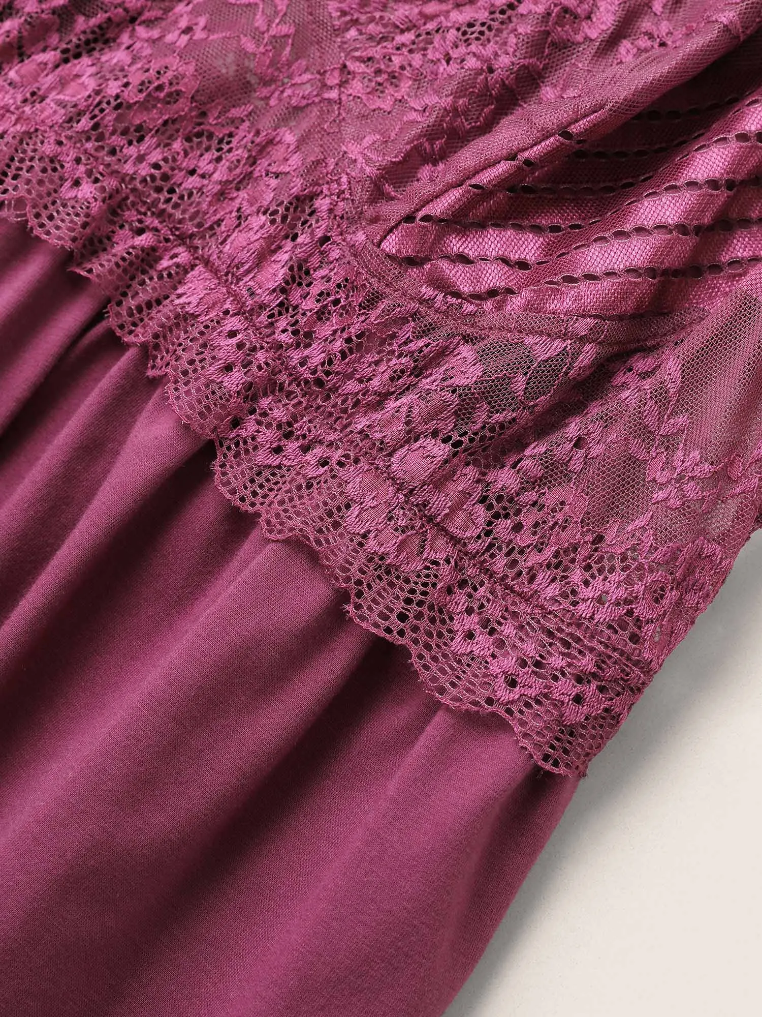 Solid Lace Panel Mesh Cami Sleep Dress sold by Bloomchic product image thumbnail 5