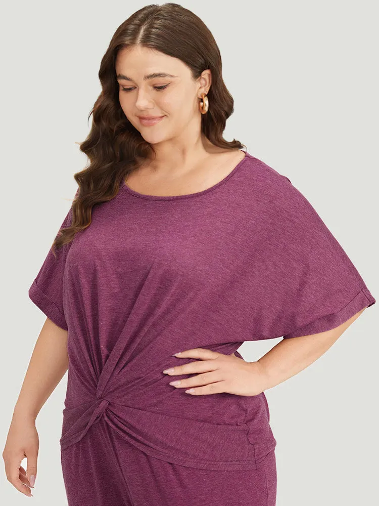 Twist Front Batwing Sleeve T-shirt sold by Bloomchic product image thumbnail 3