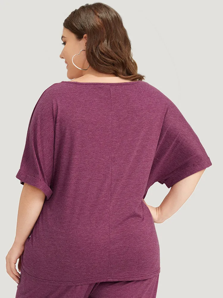Twist Front Batwing Sleeve T-shirt sold by Bloomchic product image thumbnail 5