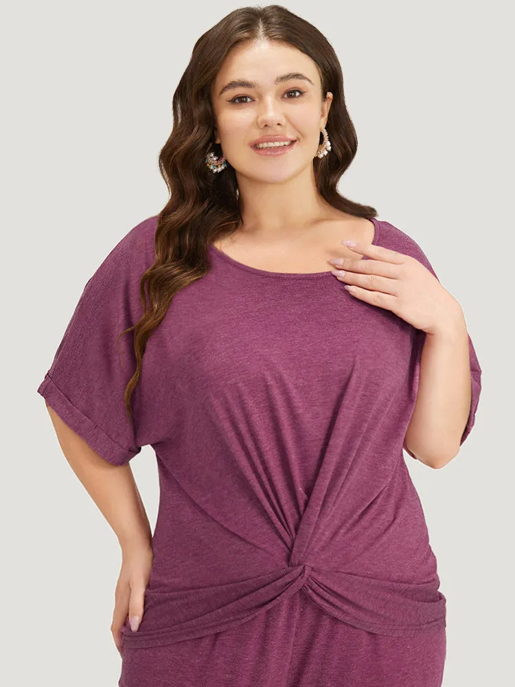 Twist Front Batwing Sleeve T-shirt sold by Bloomchic