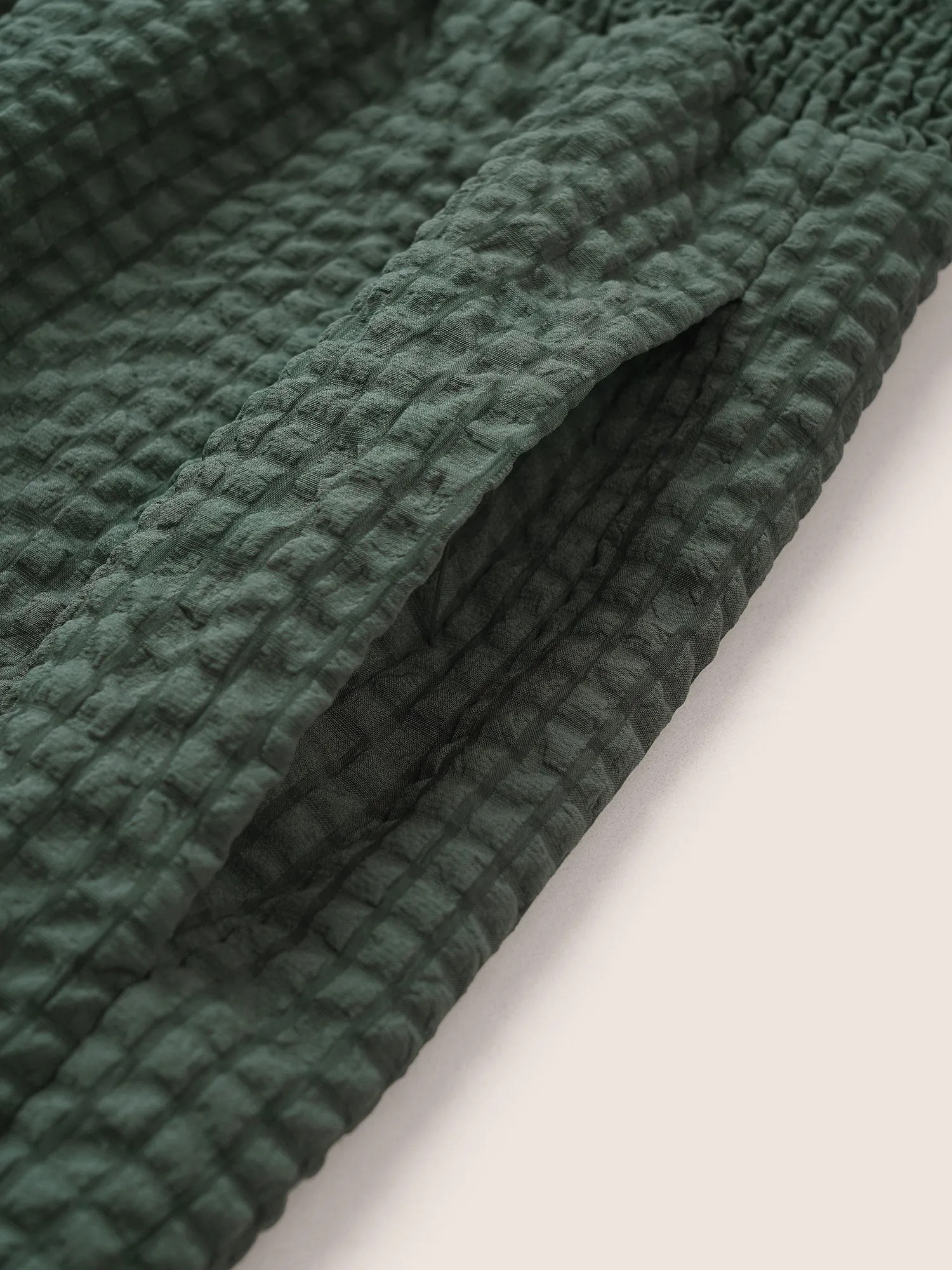 Plisse Shirred Pocket Knot Neck Romper sold by Bloomchic product image thumbnail 5