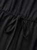 Plain One Shoulder Cuffed Sleeve Ties Romper sold by Bloomchic